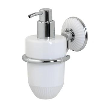 Tiger Ivy Zeepdispenser 200ml Chroom/wit Keramiek 2 Tiger Ivy Zeepdispenser 200ml Chroom/wit Keramiek